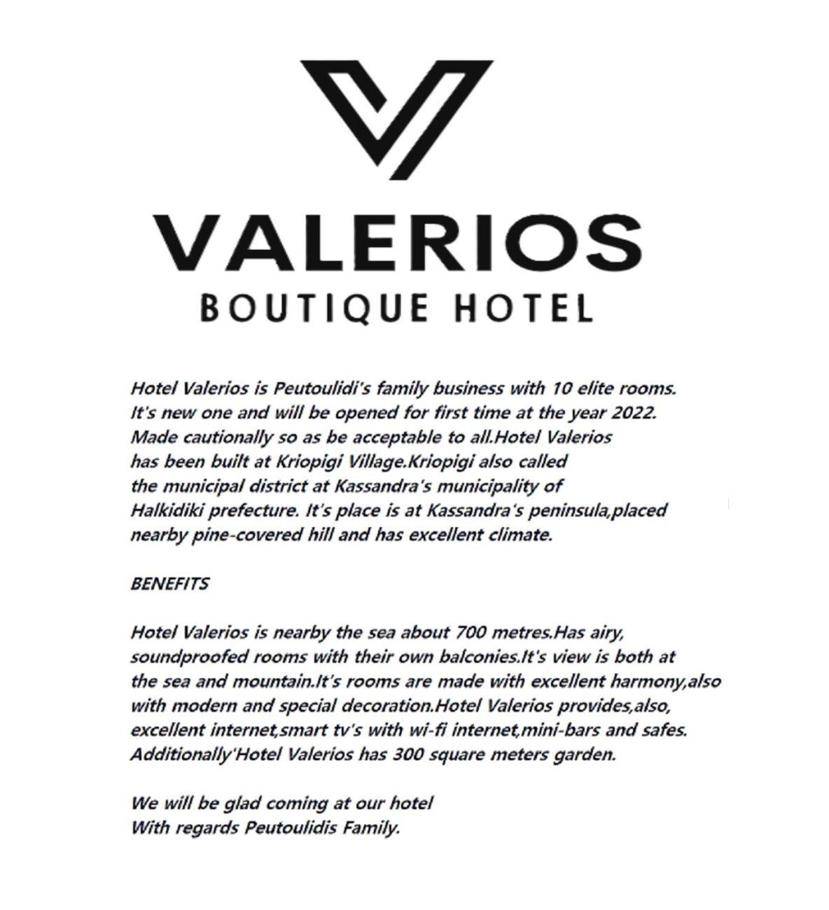 Hotel Valerios Kriopigi Exterior foto